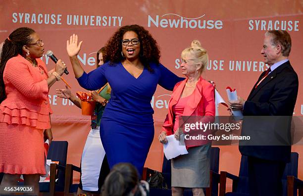 Dean of the S. I. Newhouse School of Public Communication Lorraine Branham, Oprah Winfrey, Kari Clark and and Alan Gerry, founder of Cablevision...