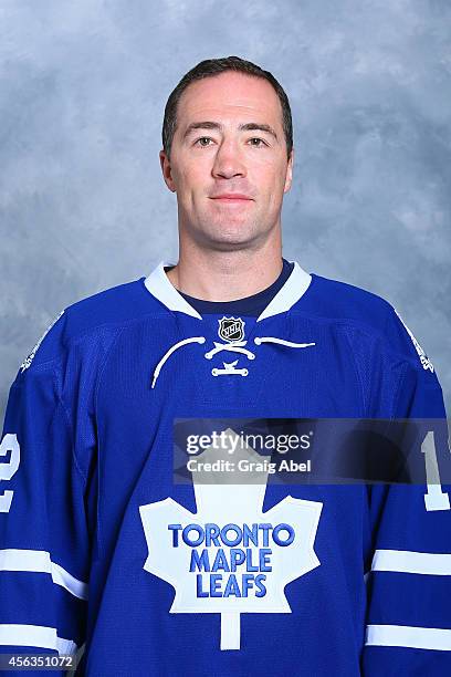 Stephane Robidas of the Toronto Maple Leafs poses for his official headshot for the 2014-2015 season on September 18, 2014 at the Mastercard Centre...