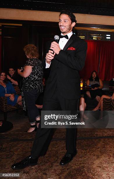 Bachelor speaks onstage at The Match Bachelor Showcase benefiting The American Heart Association hosted by Wendy Williams on September 29, 2014 in...