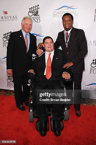 Founder and CEO of The Buoniconti Fund Nick Buoniconti, President of the Buoniconti Fund Marc Buoniconti and Pedro Martinez attend the 29th Annual...