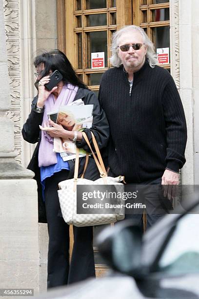 Barry Gibb and his wife Linda Gibb are seen on April 09, 2012 in London, United Kingdom.