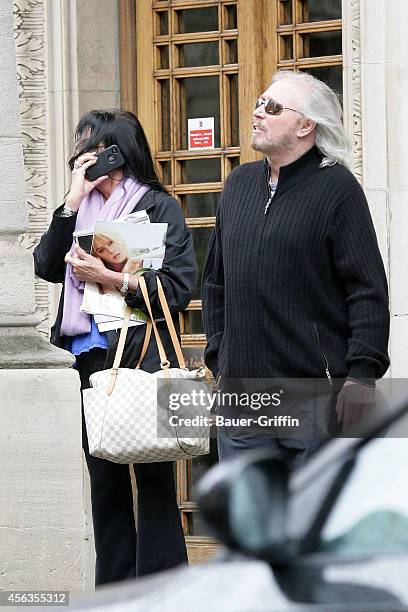 Barry Gibb and his wife Linda Gibb are seen on April 09, 2012 in London, United Kingdom.