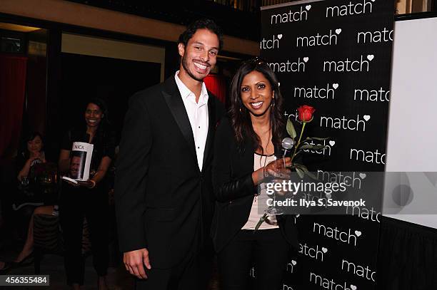 Bachelor poses with a guest at The Match Bachelor Showcase benefiting The American Heart Association hosted by Wendy Williams on September 29, 2014...