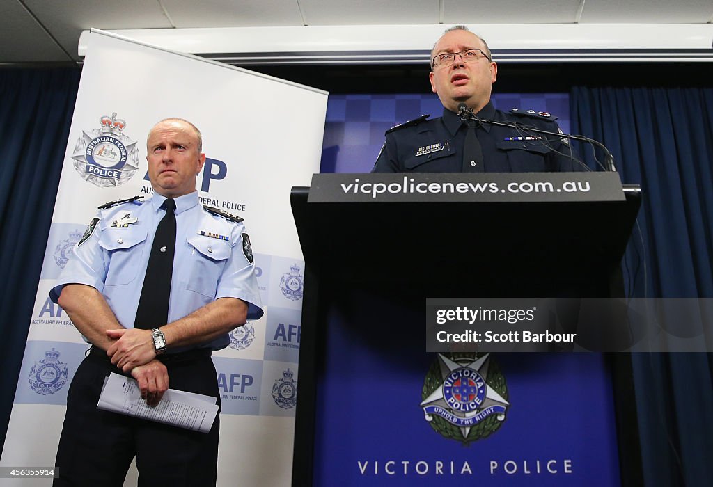 Victoria Police and AFP Hold Press Conference To Discuss The Joint Counter Terrorism Raids In Melbourne