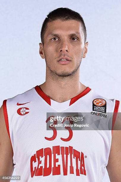 Marko Tomas poses during the Cedevita Zagreb 2014/2015 Turkish Airlines Euroleague Basketball Media Day at Drazen Petrovic Arena on September 25,...