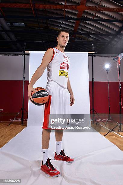 Marko Tomas poses during the Cedevita Zagreb 2014/2015 Turkish Airlines Euroleague Basketball Media Day at Drazen Petrovic Arena on September 25,...