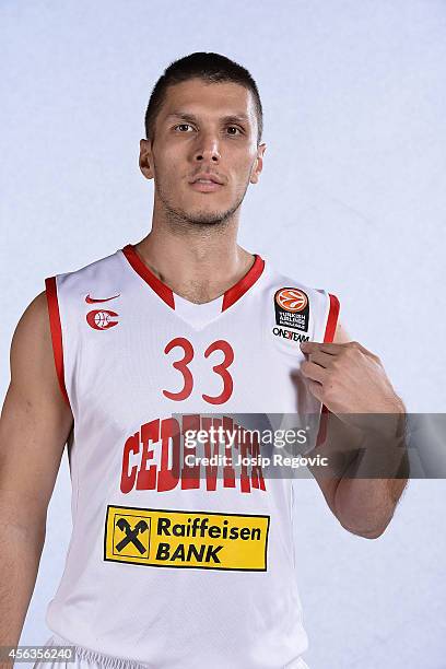 Marko Tomas poses during the Cedevita Zagreb 2014/2015 Turkish Airlines Euroleague Basketball Media Day at Drazen Petrovic Arena on September 25,...