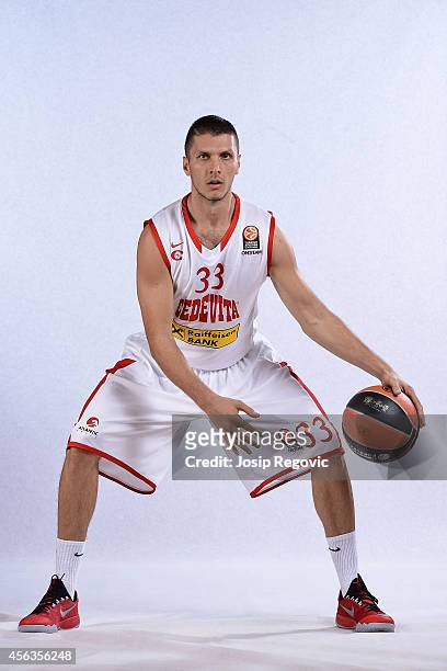 Marko Tomas poses during the Cedevita Zagreb 2014/2015 Turkish Airlines Euroleague Basketball Media Day at Drazen Petrovic Arena on September 25,...