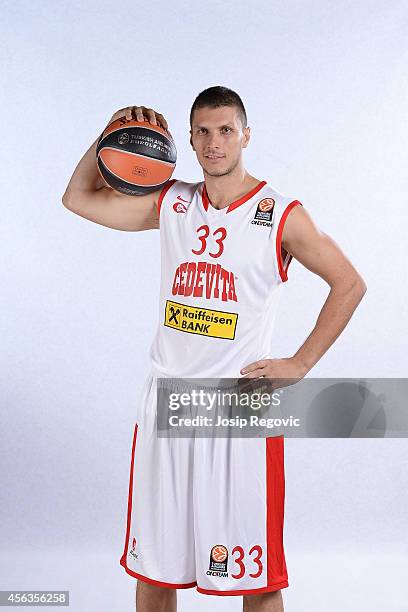 Marko Tomas poses during the Cedevita Zagreb 2014/2015 Turkish Airlines Euroleague Basketball Media Day at Drazen Petrovic Arena on September 25,...