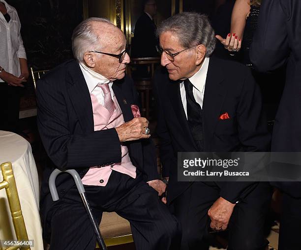James M. Nederlander and Tony Bennett attend the 8th Annual Exploring The Arts Gala on September 29, 2014 in New York City.