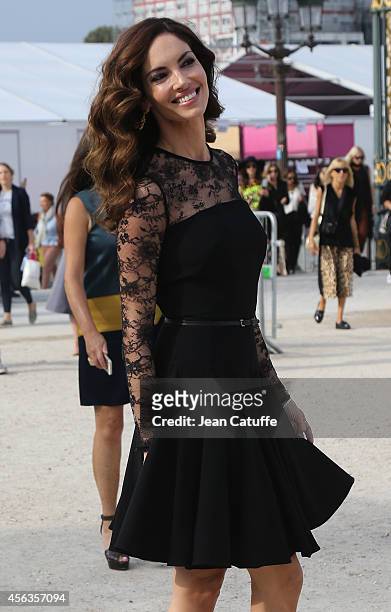 Eugenia Silva attends the Elie Saab fashion show at the Jardin des Tuileries as part of the Paris Fashion Week Womenswear Spring/Summer 2015 on...