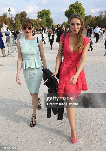 Marie-Josee Croze and Deborah Francois attend the Elie Saab fashion show at the Jardin des Tuileries as part of the Paris Fashion Week Womenswear...