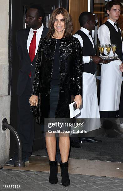 Carine Roitfeld attends the Sonia Rykiel fashion show at her store as part of the Paris Fashion Week Womenswear Spring/Summer 2015 on September 29,...