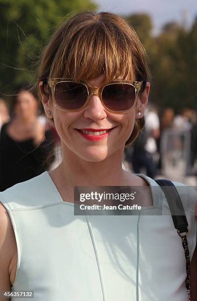 Marie-Josee Croze attends the Elie Saab fashion show at the Jardin des Tuileries as part of the Paris Fashion Week Womenswear Spring/Summer 2015 on...