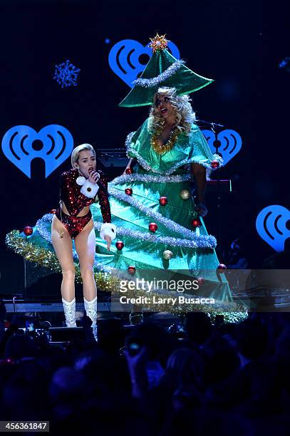 Miley Cyrus performs onstage during Z100's Jingle Ball 2013, presented by Aeropostale, at Madison Square Garden on December 13, 2013 in New York City.