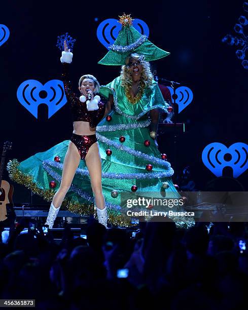 Miley Cyrus performs onstage during Z100's Jingle Ball 2013, presented by Aeropostale, at Madison Square Garden on December 13, 2013 in New York City.