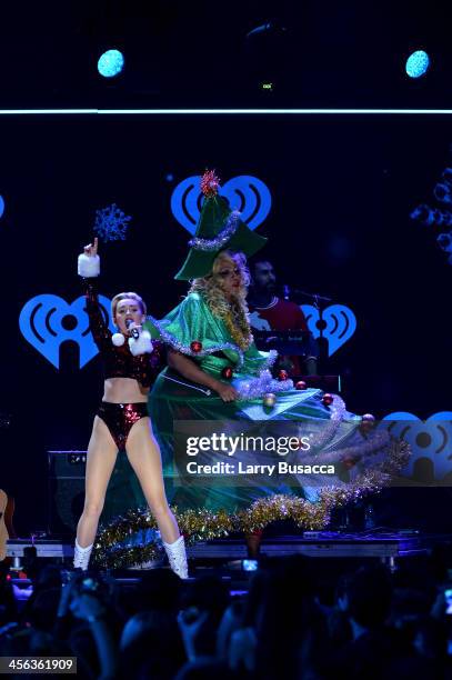 Miley Cyrus performs onstage during Z100's Jingle Ball 2013, presented by Aeropostale, at Madison Square Garden on December 13, 2013 in New York City.