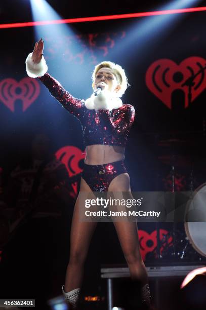 Miley Cyrus performs onstage during Z100's Jingle Ball 2013, presented by Aeropostale, at Madison Square Garden on December 13, 2013 in New York City.