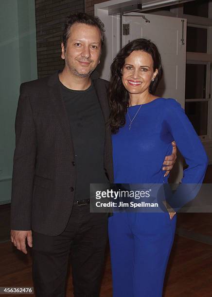 Film Director Sebastian Gutierrez and actress Carla Gugino attend The Cinema Society & Brooks Brothers after party for Sony Pictures Classics'...