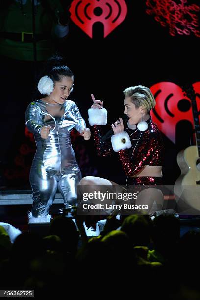 Miley Cyrus performs onstage during Z100's Jingle Ball 2013, presented by Aeropostale, at Madison Square Garden on December 13, 2013 in New York City.