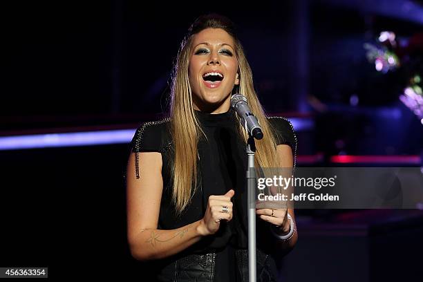 Colbie Caillat performs at the Fred Kavli Theatre as she tours in support of her new album 'Gypsy Heart' on September 26, 2014 in Thousand Oaks,...