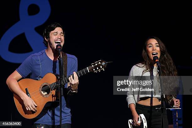 Alex Kinsey and Sierra Deaton of Alex & Sierra perform at the Fred Kavli Theatre on September 26, 2014 in Thousand Oaks, California.