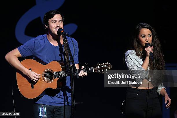 Alex Kinsey and Sierra Deaton of Alex & Sierra perform at the Fred Kavli Theatre on September 26, 2014 in Thousand Oaks, California.