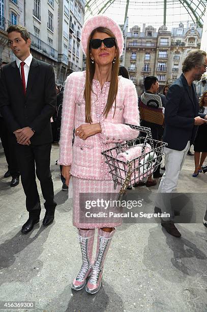Anna Dello Russo attends the Chanel show as part of the Paris Fashion Week Womenswear Spring/Summer 2015 on September 30, 2014 in Paris, France.