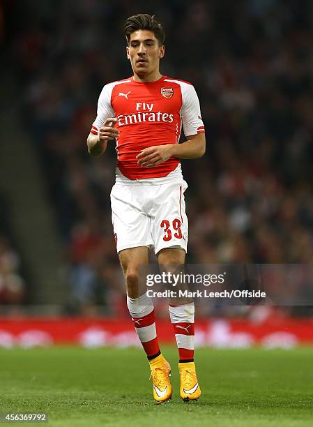 Hector Bellerin of Arsenal during the Capital One Cup Third Round between Arsenal and Southampton at Emirates Stadium on September 23, 2014 in...