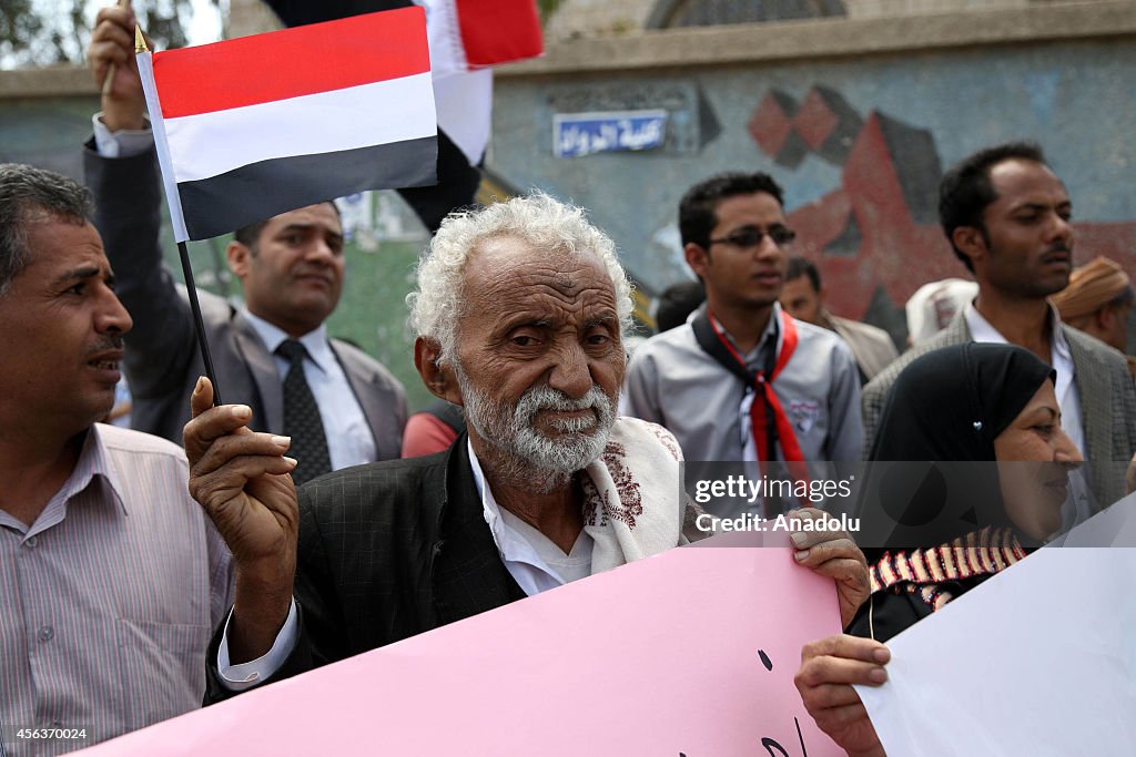Protest against Houthi rebels in Yemen's capital Sanaa