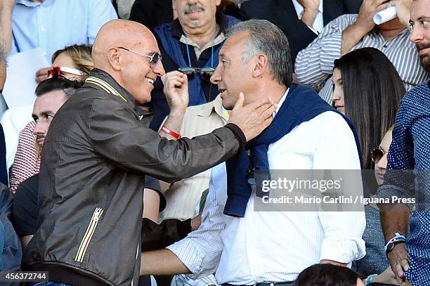 Arrigo Sacchi forme head coach of Italian National Team alberto Zaccheroni former head coach of AC Milan attend the Serie A match between AC Cesena...