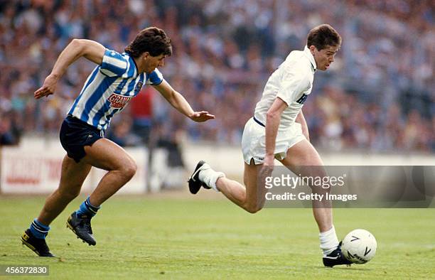 Coventry City player Nick Pickering is left behind by Spurs player Chris Waddle during the 1987 FA cup final between Coventry City and Tottenham...