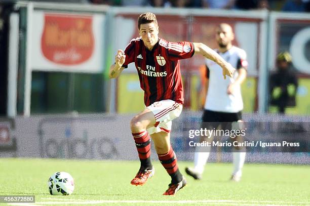 Fernando Torres of AC Milan in action during the Serie A match between AC Cesena and AC Milan at Dino Manuzzi Stadium on September 28, 2014 in...