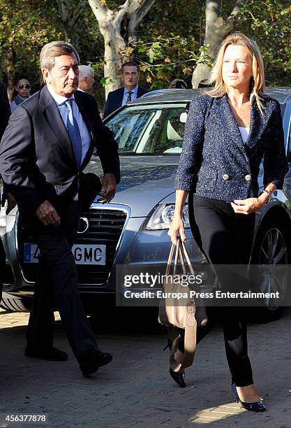 Alfonso Cortina and Miriam Lapique attend the funeral chapel for Miguel Boyer, minister of Economy, Treasury and Commerce from 1982 to 1985, at San...