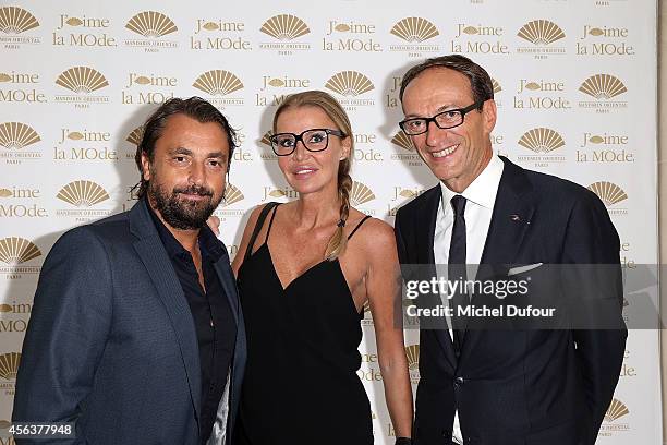 Henri Leconte, Florentine Leconte and Philippe Leboeuf attend 'J'aime La Mode 2014' party in Mandarin Oriental as part of the Paris Fashion Week...