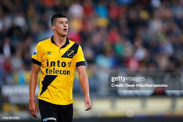Stipe Perica of NAC in action during the Dutch Eredivisie match between NAC Breda and Ajax Amsterdam at the Rat Verlegh Stadion on September 27, 2014...