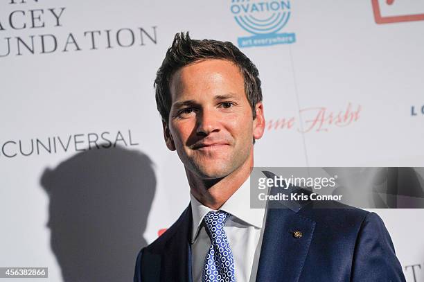Aaron Shock attends an after party at Poste at the Hotel Monaco after the Kevin Spacey Foundation Benefit Concert at Sidney Harmon Hall on September...