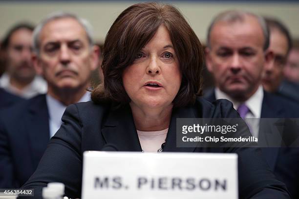 Secret Service Director Julia Pierson testifies to the House Oversight and Government Reform Committee on the White House perimeter breach at the...