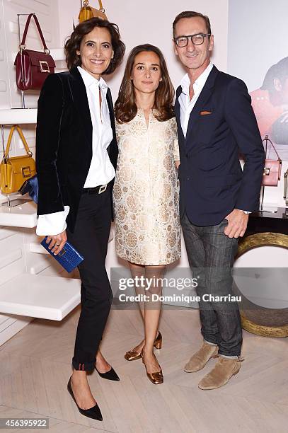 Ines de la Fressange, Ambra Medda and Bruno Frisoni attend Roger Vivier Cocktail Event Honouring Ambra Medda as part of Paris Fashion Week Womenswear...