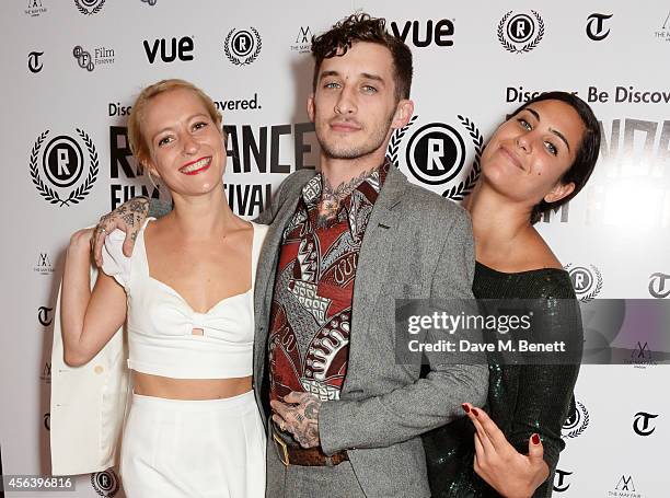 Remy Bennett, Pauly Lingerfelt and Emilie Richard-Froozan attend the International Premiere of "Buttercup Bill" at the Vue Piccadilly on September...