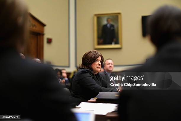 Secret Service Director Julia Pierson testifies to the House Oversight and Government Reform Committee about the White House perimeter breach during...
