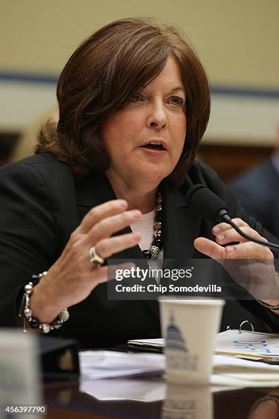 Secret Service Director Julia Pierson testifies to the House Oversight and Government Reform Committee about the White House perimeter breach during...