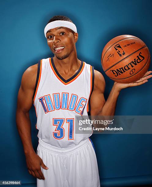 Oklahoma City Thunder Sebastian Telfair poses for a portrait during 2014 NBA Media Day on September 29, 2014 at the Thunder Events Center in Edmond,...