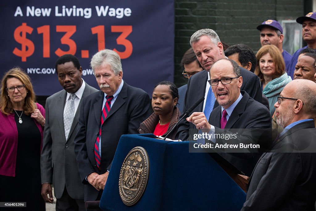 Mayor De Blasio Announces Executive Order Raising Living Wage