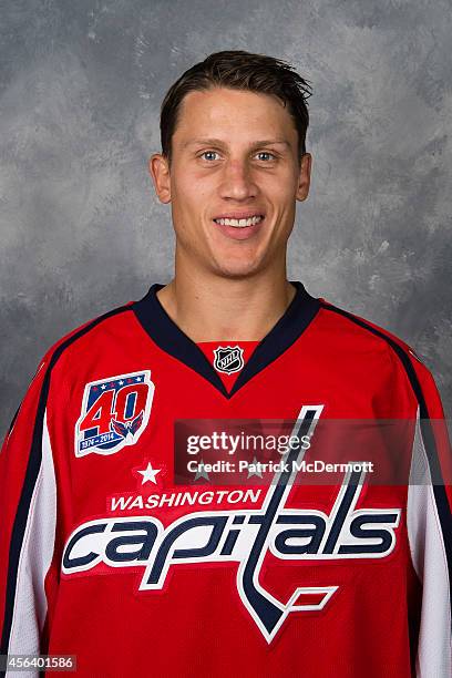 Steven Oleksy of the Washington Capitals poses for his official headshot for the 2014-2015 season on September 18, 2014 at the Kettler Capitals...