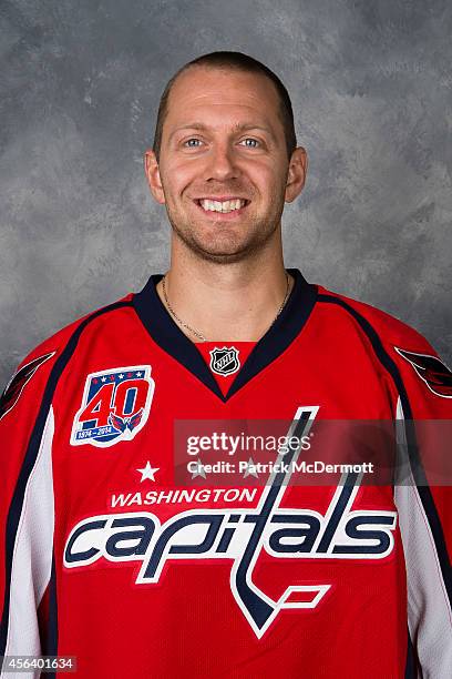 Eric Fehr of the Washington Capitals poses for his official headshot for the 2014-2015 season on September 18, 2014 at the Kettler Capitals Iceplex...