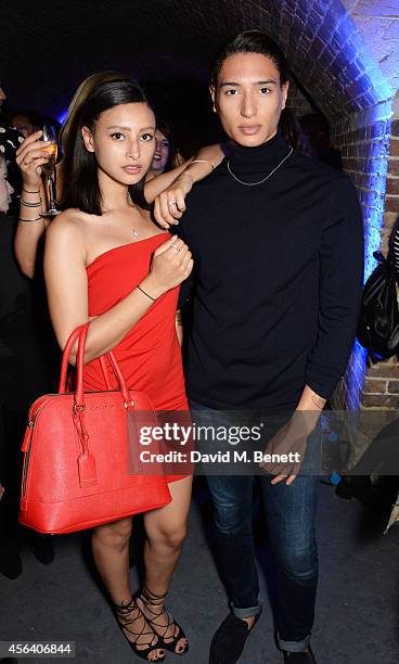 Leah Weller and Natt Weller attend the Disaronno Wears Versace limited edition bottle launch at One Mayfair on September 30, 2014 in London, England.