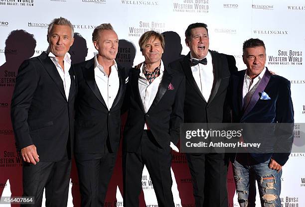 Martin Kemp, Gary Kemp, Steve Norman, Tony Hadley and John Keeble attend the World Premiere of "Soul Boys Of The Western World" at Royal Albert Hall...