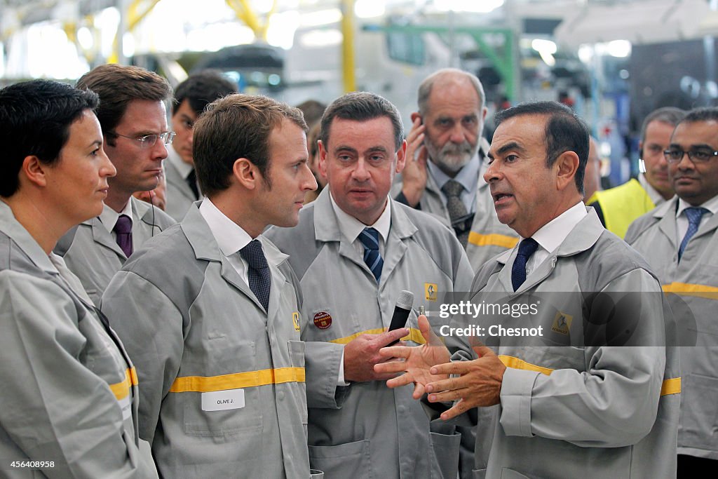 Emmanuel Macron, French Minister of Economy Visits The Renault Factory