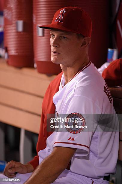 Ted Rucinski Drew Rucinski of the Los Angeles Angels of Anaheim sits in the dugout ...